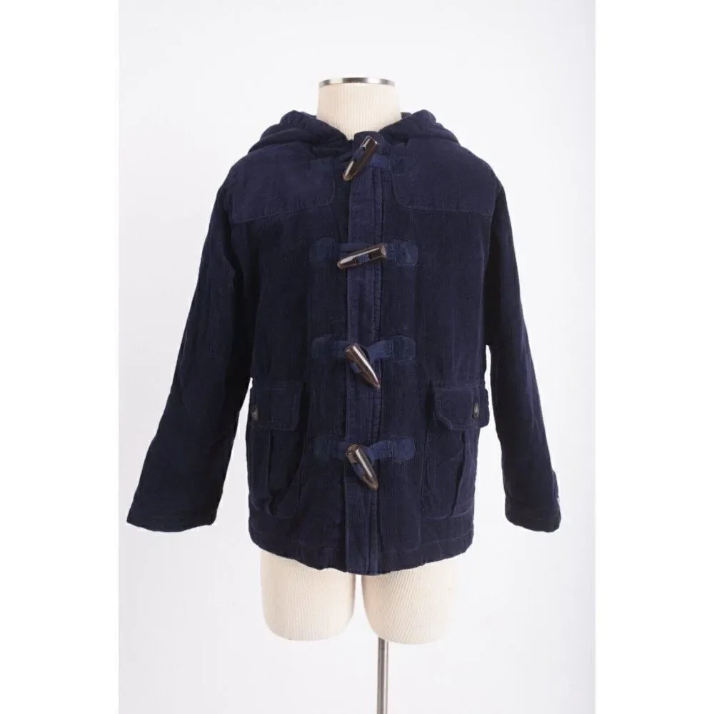 Gymboree Kids Toddler Toggle Coat 2T Corduroy Fleece lined Navy Blue Hooded
